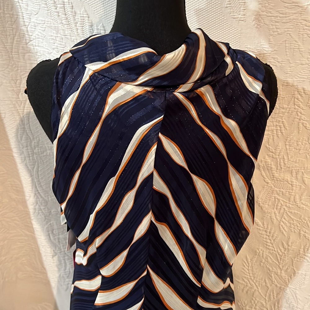Signature by Robbie Bee navy/rust sleeveless dress, size 12, NWT - Picture 9 of 16